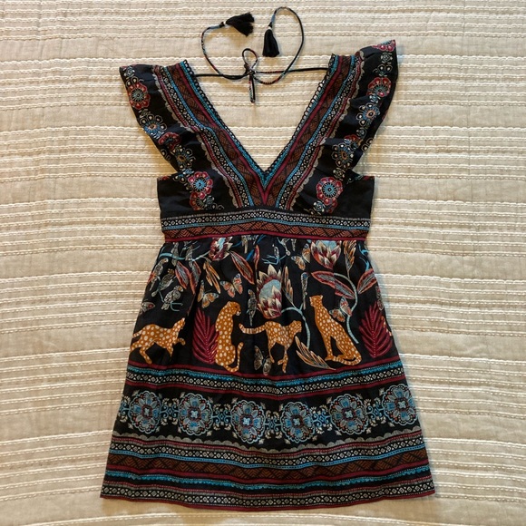 Anthropologie Deep V-Neck Plunge Mini Dress - Picture 5 of 9
